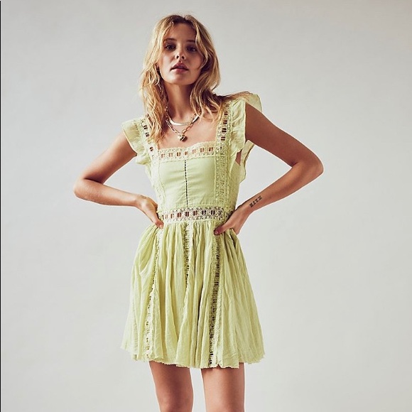 free people lime green dress Free People: Hot Shot Mini Dress in Sour Citrus main image 0